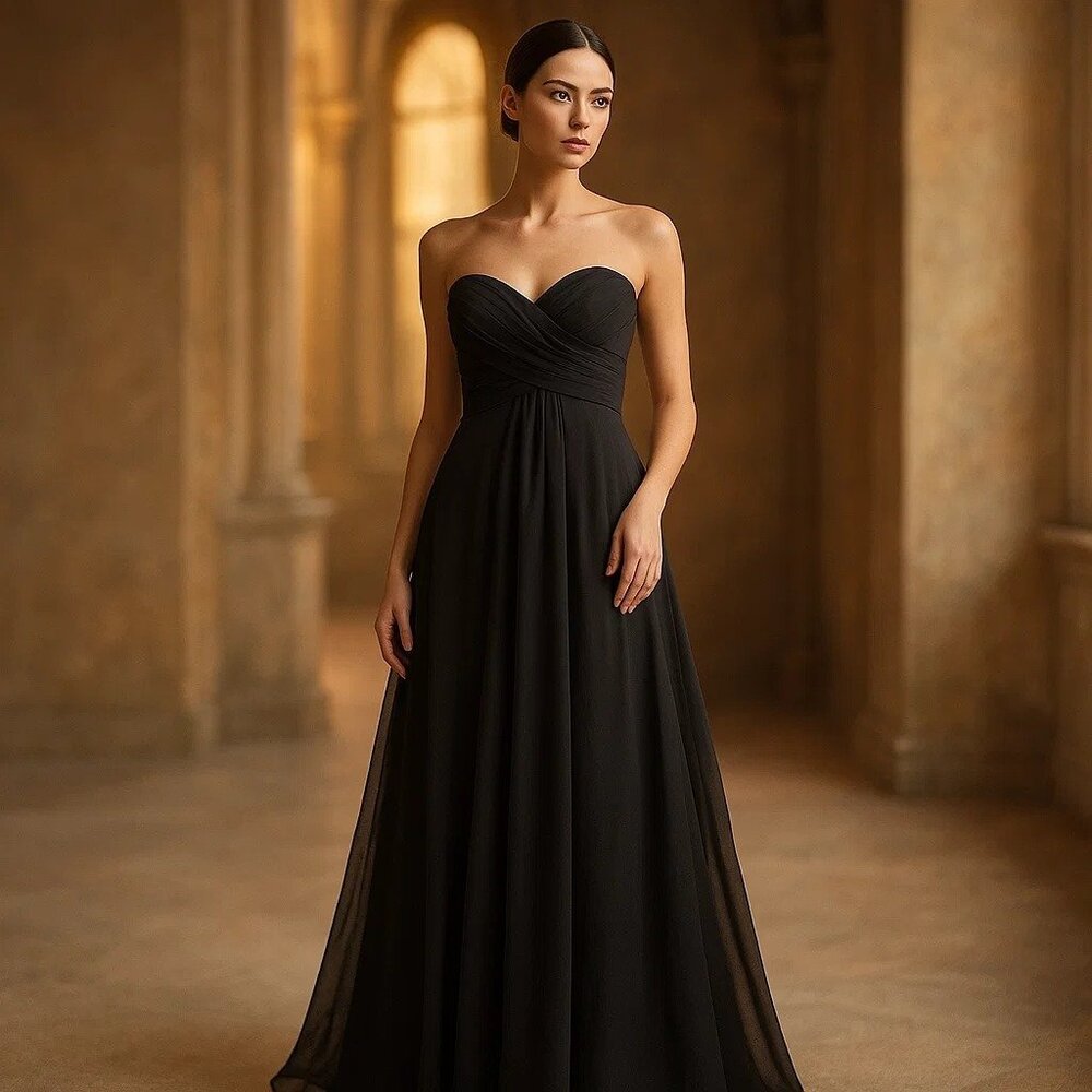 Allure Bridals‎ Strapless Evening Glam Black Gala Romantic Maxi Formal Dress 8